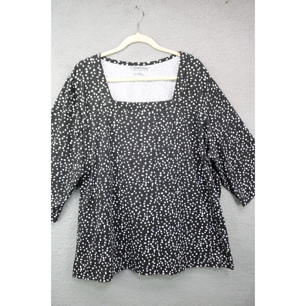 Catherine's Suprema Square Neck Wide 3/4 Sleeve-2X(22-24W) Tunic Top